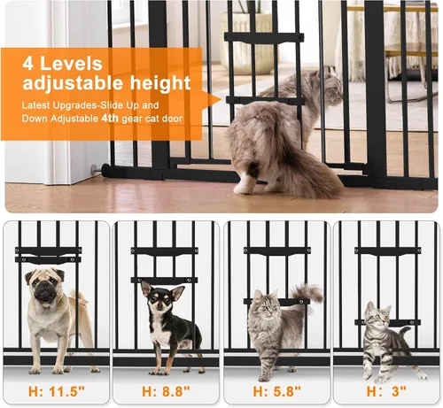 Vista 2 de FURTIME Puerta de bebé de 29 a 41 pulgadas con puerta de gato ajustable, puerta de perro de cierre automático para escaleras, puertas y casas