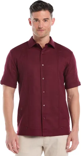 Vista 7 de Cubavera Camisa de manga corta con botones y mezcla de lino para hombre