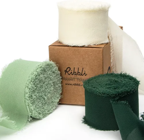 Vista 29 de Ribbli Cinta de gasa color marfil de 1-1/2 pulgadas x 30 yardas, hecha a mano con flecos, cinta de seda de gasa marfil, cinta crema
