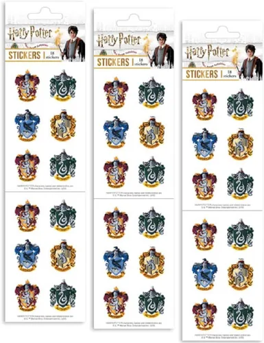 Vista 2 de Playhouse Harry Potter Mini Hogwarts House Crests, paquete de tres medias hojas de calcomanías perforadas, 3 paquetes