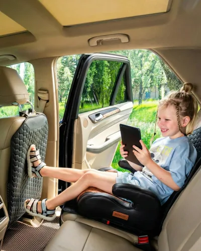 Vista 2 de Owleys Protector de Asiento de Coche de Cuero Premium para Asiento de Coche Infantil, Cubierta de Asiento de Coche contra Rasguños y Suciedad Negro