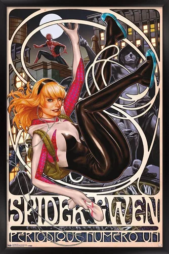 Vista 9 de Trends International Marvel Comics - Póster de pared de Spider-Gwen - Cover #1, 14.725 x 22.375 pulgadas, versión enmarcada de madera de granero