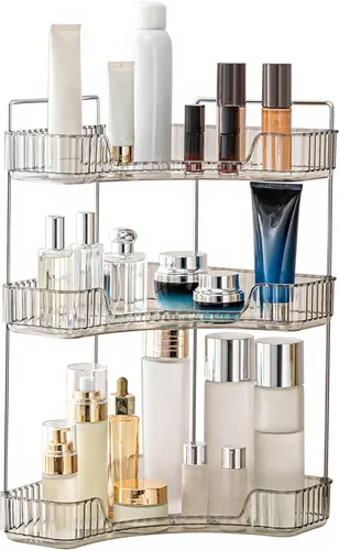 Vista 14 de YCIA&DONE Organizador de esquina para mostrador de baño, organizador de maquillaje para tocador, bandeja de perfumes cosméticos para el cuidado