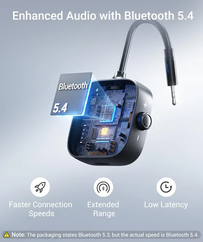 Vista 11 de Syntech Transmisor Bluetooth de avión 5.4 para 2 auriculares, pantalla HD Negro