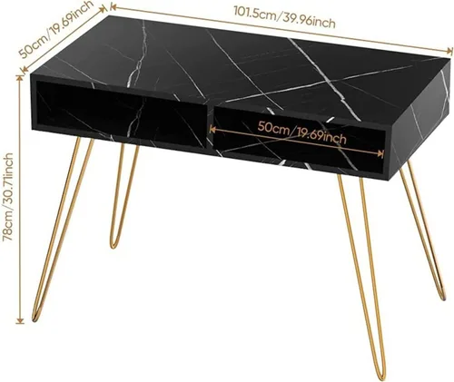 Vista 3 de TOMYEUS Escritorio de PC de lujo mármol escritorio con cajón para dormitorio, mesa de estudio, tocador, tocador, mesa de escritura a la moda con 2