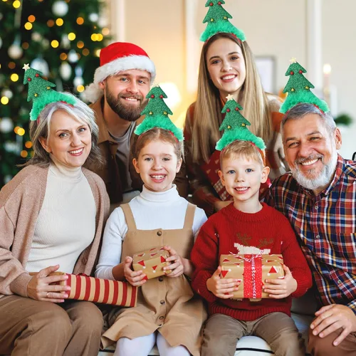 Vista 5 de Yunlly 6 diademas de árbol de Navidad, accesorios para la cabeza de Navidad, accesorios para disfraz de vacaciones para mujeres, adultos, niños