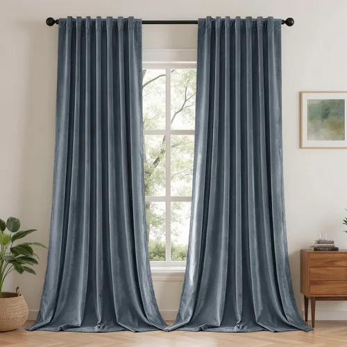 Vista 14 de VISIONTEX Velvet Blackout Curtains Thermal Insulated Beige 63 Inches Beige Camel