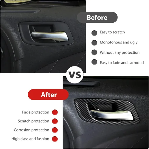 Vista 3 de CheroCar Funda para manija interior de la puerta del cargador para Dodge Charger 2011-2026, para Chrysler 300 300C 2015-2026, 6 piezas ABS negro