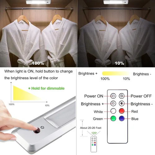 Vista 3 de HONWELL Barra de luz que cambia de color, luz de armario alimentada por batería, iluminación debajo del gabinete, luz debajo del mostrador, luz
