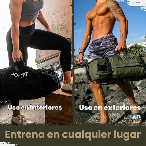 Vista 5 de Polyfit Classic Sandbag - Bolsa de arena de entrenamiento con 8 asas de Negro