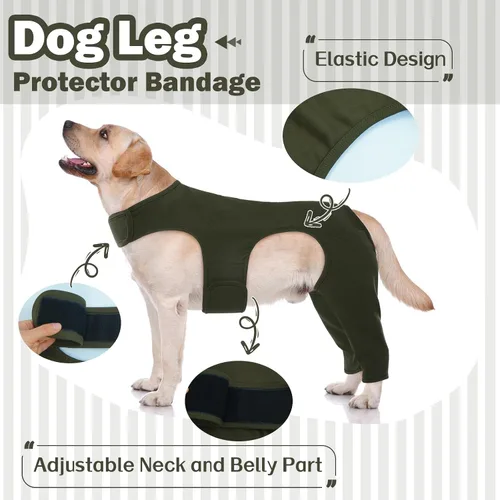Vista 7 de ROZKITCH Manga para Perro para Patas Traseras, Manga para Mascotas para Evitar que el Perro Lame Heridas, Protector de Codo, Traje de Recuperación