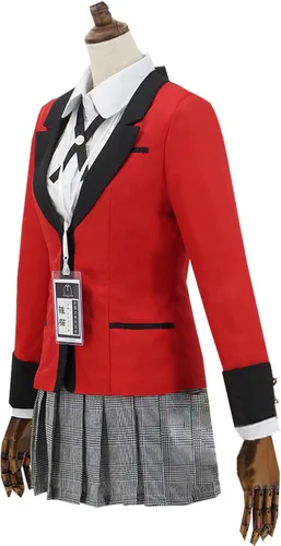 Vista 2 de Anime Yumeko Jabami Mary Saotome - Disfraz de uniforme escolar (talla M), color rojo