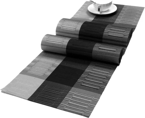 Vista 27 de SHACOS - Caminos de mesa de vinilo tejido, lavables, para uso en interiores o exteriores, fáciles de limpiar