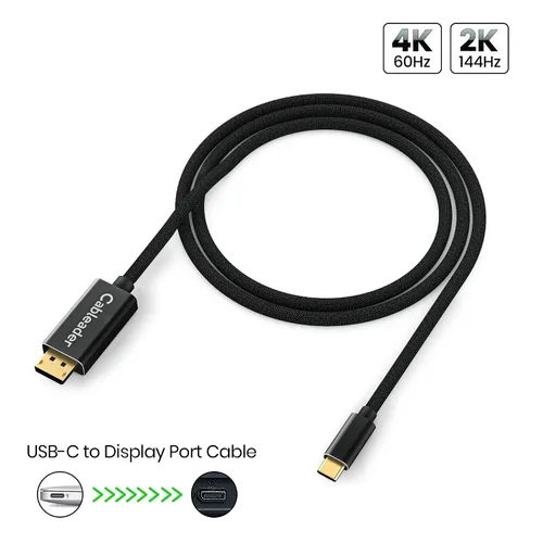 Vista 2 de Cable USB C a DisplayPort 4K @60HZ 2K a 144HZ, Thunderbolt 3 a dp compatible con MacBook pro/MacBook air/iPad pro/Surface Book/Xps/Galaxy Note/Mate