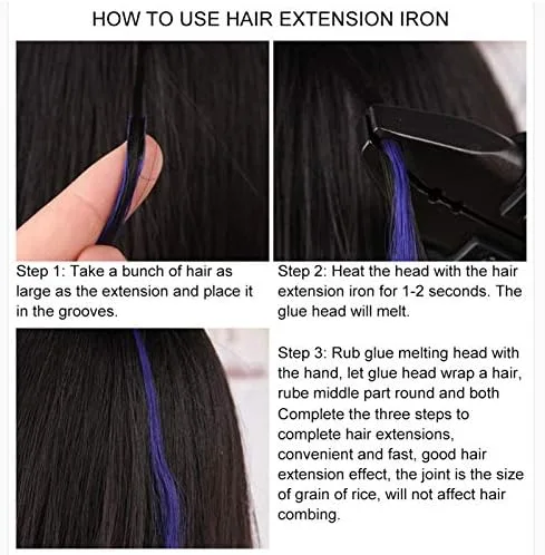Vista 3 de ZJchao Hierro de extensión de cabello, extensiones de cabello portátil, conector de hierro de temperatura ajustable, herramienta de fusión