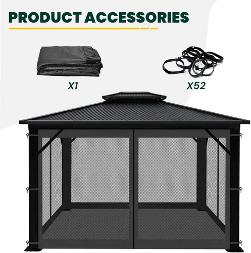 Vista 7 de OLILAWN Mosquitera Universal de Repuesto para Cenador, Malla Protectora para Toldo Exterior de 10' x 10', Cortina de Pared Lateral de 4 Paneles