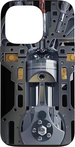 Vista 10 de Mecánico Motor Metal Pistón Cilindros Metal PC Case para iPhone 17