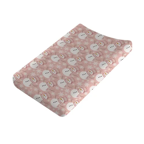 Vista 8 de Divertidas fundas para cambiador de Papá Noel, diseño de hojas de abeto de cerezo, para bebés, niños y niñas, para invierno, suaves, transpirables