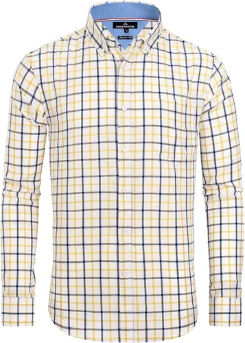 Vista 37 de Alimens & Gentle - Camisas a cuadros con botones para hombre, camisas de vestir de manga larga, de algodón, corte estándar Negro (Black Gingham)