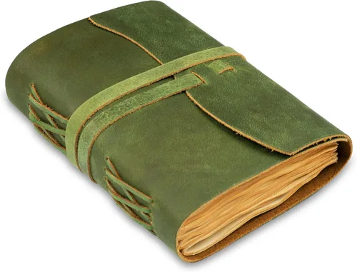 Vista 7 de LEATHER VILLAGE Diario encuadernado en cuero, negro, 7 x 5 pulgadas, 220 páginas, diario vintage de papel en blanco para escribir, dibujar, cuaderno
