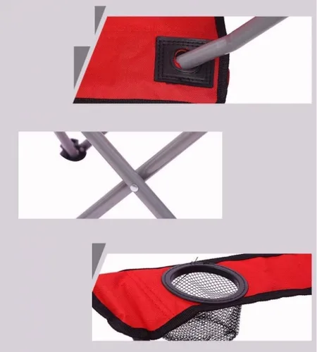 Vista 2 de Silla portátil con toldo – Asiento plegable ligero para actividades al aire libre, pesca, festivales y viajes, color rojo