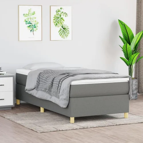Vista 2 de vidaXL Marco de cama, cama individual con somier, base de colchón con soporte de listones de madera contrachapada, color gris oscuro, 39.4 x 79.9