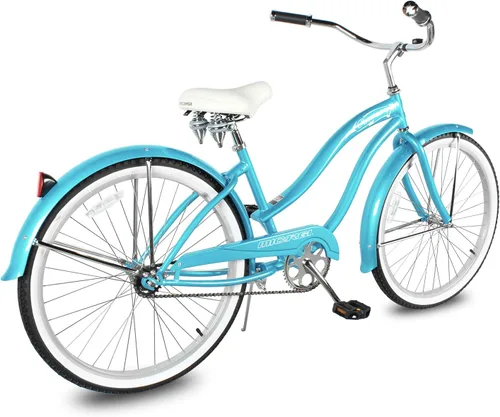 Vista 3 de MICARGI Bicicleta híbrida para adultos de 24/26 pulgadas, bicicleta híbrida de 1/7 velocidades para mujeres, hombres, personas mayores, bicicleta
