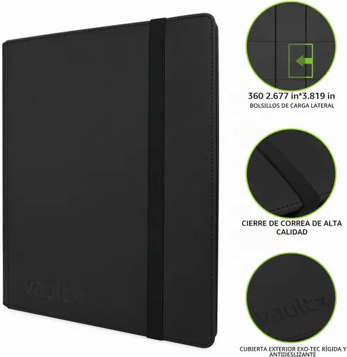 Vista 2 de Vault X 9 Pocket Strap Trading Card Binder 360 Cards Exo-Tec (Black)
