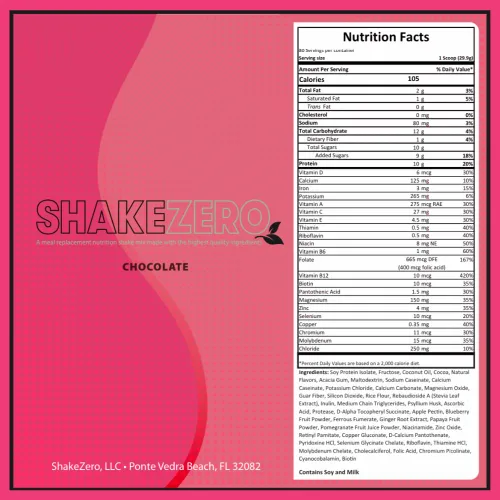 Vista 7 de Shakezero Chocolate (bolsas de 3-4 onzas) ~ Mezcla de batido de reemplazo de comidas en polvo de proteína a base de plantas