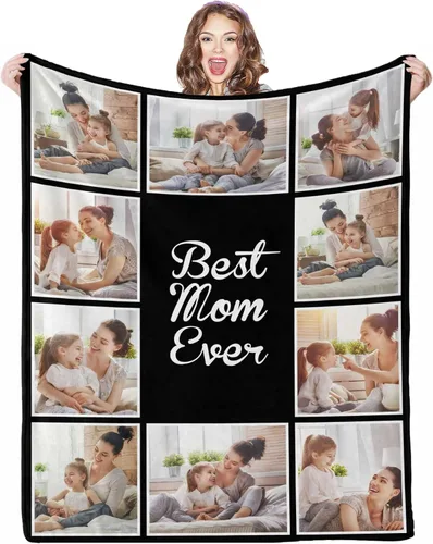 Vista 25 de Mantas personalizadas con fotos, 1 foto, manta personalizada, regalos personalizados para mamá, papá, pareja, novia, novio, esposa, marido, 8 tamaños