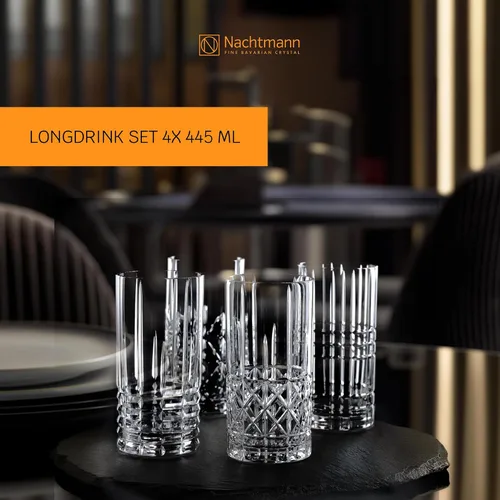 Vista 2 de Nachtmann Highland Collection Crystal - Vasos de bebida de 6 pulgadas de largo, con diferentes patrones de vidrio, para cócteles o bebidas sin