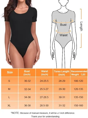 Vista 6 de TownCat Women's Round Neck Short Sleeve Bodysuit, Women Sexy Tops Body suit Jumpsuits with Stretchy Clothing