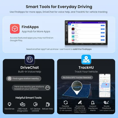 Vista 7 de ATOTO A5L - Estéreo de coche doble DIN Android de 7 pulgadas, CarPlay inalámbrico y Android Auto, conexión Wi-Fi/Bluetooth/USB, radio de coche