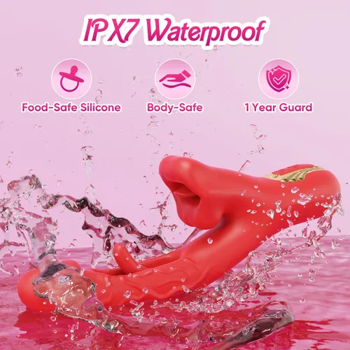 Vista 7 de Juguetes para adultos, vibrador sexual – Vibrador de lengua rosa juguete sexual con 9 aletas y 9 lamidas y 9 vibraciones para punto G y clítoris