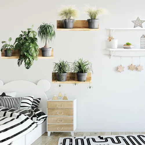 Vista 6 de Maydahui Calcomanías de pared creativas de plantas y hojas verdes 3D Bonsái Tropical Plant (34 x 31 pulgadas) despegar pegar, extraíble, arte