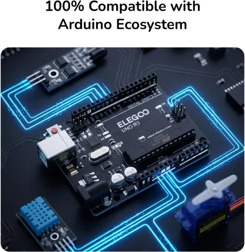 Vista 6 de ELEGOO Placa UNO R3 ATmega328P con cable USB (compatible con Arduino) para Arduino