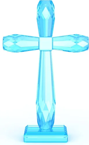 Vista 8 de YWHL Cruz de pie de cristal champagne, regalos religiosos para mujeres y hombres, figuras coleccionables de cruz de Pascua de vidrio hechas a mano