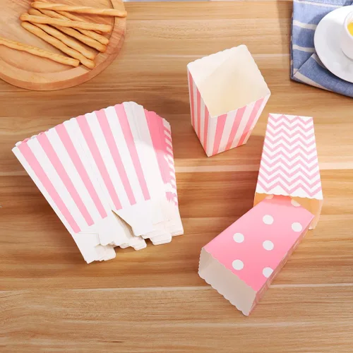 Vista 7 de NUOLUX 48pcs Palomitas Cajas Cartón Caramelo Contenedor Rugby Stripe Wave Dot Patrón Deco1