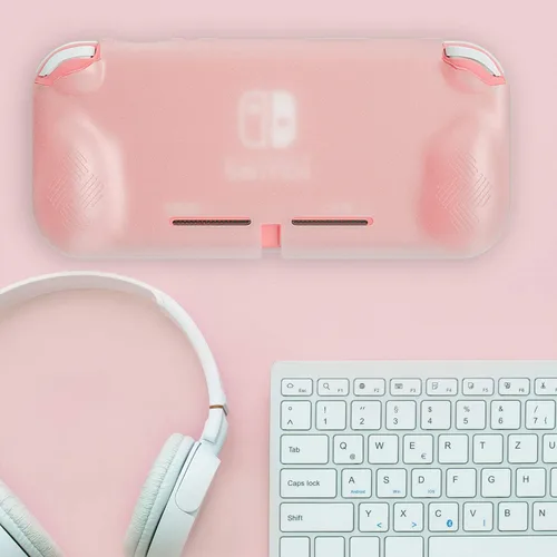 Vista 7 de ECHZOVE Funda de agarre para Nintendo Switch Lite, funda de TPU blanca transparente para Nintendo Switch lite