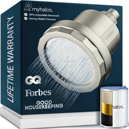 Vista 10 de MyHalos® Cabezal de ducha filtrado para filtro de agua dura, alta presión, elimina el cloro, filtro de cabezal de ducha para suavizador de agua