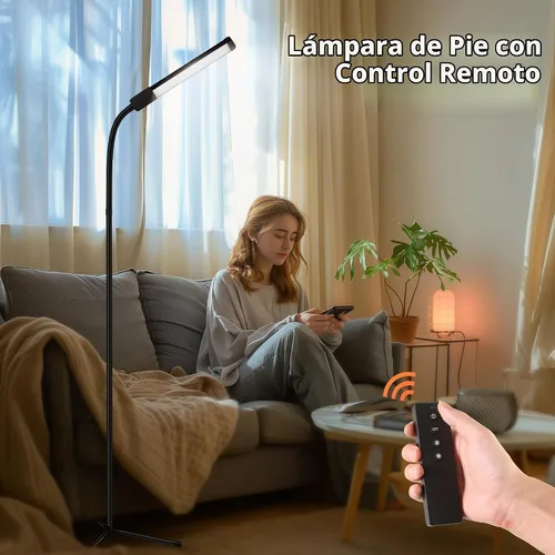 Vista 4 de Hanaking Lámpara de pie con control remoto, lámpara LED brillante para extensiones de pestañas, lámpara de pie regulable de 4 colores para belleza