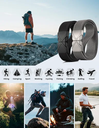Vista 7 de GEIT - Cinturón elástico de nylon con hebilla de metal de liberación rápida, 3,4 cm, cinturón táctico invisible para golf casual