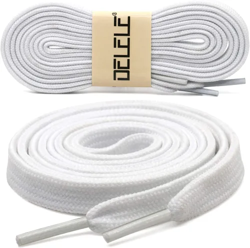 Vista 2 de DELELE Cordones planos sólidos huecos gruesos para zapatos atléticos, 2 pares
