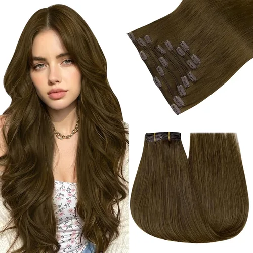 Vista 17 de Easyouth Extensiones de cabello rubio con clip, extensiones de cabello humano con clip, color rubio blanco, 7 unidades de 3.33 oz, extensiones