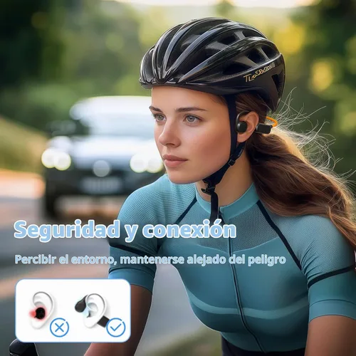 Vista 2 de vinamass Auriculares de oreja abierta, auriculares de conducción de aire Bluetooth 5.4, auriculares inalámbricos con cadena de baliza LED, tiempo