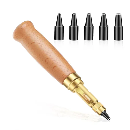 Vista 8 de TLKKUE Perforadora Ajustable de Tornillo con Mango de Madera Negra Herramienta Automática de Perforación con 6 Puntas
