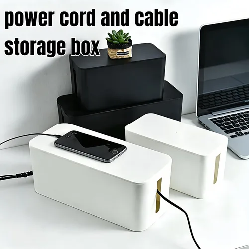 Vista 2 de Juego de organizador de cables 1L+1 pequeño con 4 bridas de silicona, caja de organización de cables de 2 piezas, organizador de cables de tapa