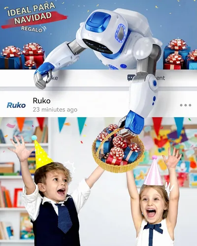Vista 2 de Ruko 1088 Smart Robot Toy para niños, regalo interactivo programable grande Azul