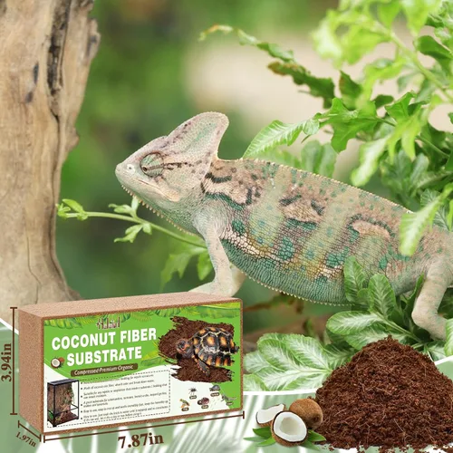 Vista 2 de Halatool - Paquete de 1 sustrato de fibra de coco comprimido para reptiles 1 Paquete