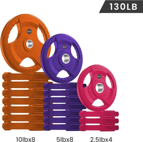 Vista 2 de SPART Placas de Peso Olímpico de 2 Pulgadas con Recubrimiento de Goma de Color en Pares o Individual para Entrenamiento de Fuerza, Levantamiento